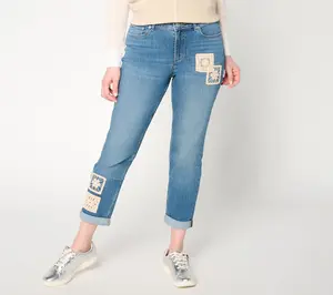 LOGO by Lori Goldstein Regular Indigo Tapered Leg Ankle Jeans