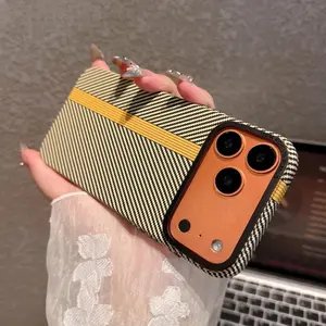 Luxury Carbon Fiber Texture Relief Case For iPhone 17 16 15 14 13 12 11 Pro Max Plus Air Alloy Lens Shockproof PC Back Cover Protective Protection