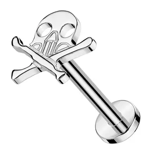 Skull And Crossbones Titanium Threadless Labret