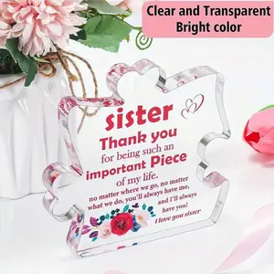 Heartwarming Sister-Themed Puzzle Acrylic Keepsake - Inspirational Souvenir for Birthday & Holiday Celebration - Charming Table Accent & Home Embellishment
