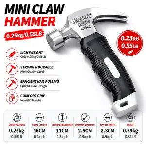 OUDISI 8.82 oz Mini Hammer - Heavy-Duty Iron Structure, Ergonomic Non-Slip Plastic Handle, Compact Portable Hand Tool for Carpentry Work, Nailing Tasks