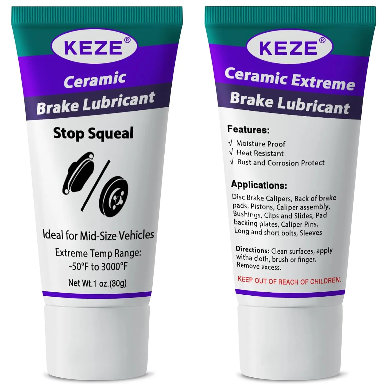 Brake Caliper Grease Ceramic Brake Lubricant Automotive Resistant to Moisture, Corrosion Contaminants Silences Brake Noise Anti Seize Lubricant Compound for Caliper Assembly, 1 Oz-2 Pack