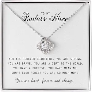 The Love Knot Necklace, To My Badass Niece Gifts, Unique Jewelry Gift to Niece, Pendant Necklace For Women, For Graduation Christmas Birthday Present Ideas From Aunt and Uncle, Unique Gift for Niece