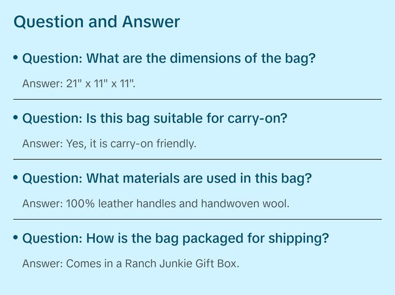 Boho Aztec Large Weekender Southwestern Duffel Bag Aspen Saddle Blanket Bag 100% Leather Handles