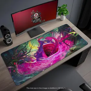 Gengar P0kemon Desk Mat - Ghost-Type Gaming Mouse Pad, Large Spooky P0kemon Desk Accessory