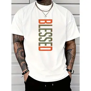 Men's "Blessing" pattern cotton T-shirt - casual and comfortable, short sleeves, crew neck, suitable for daily wear and outdoor activities Fathersdaygift Streetwear men gifts graphic t-shirts chromakopia tour outfits ivan cornejo merch 90s graphic tees