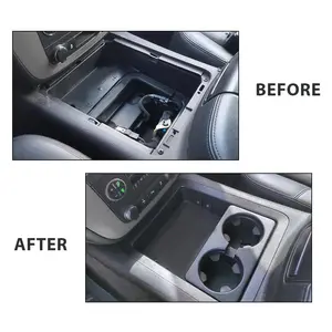CROSSDESIGN 3PCS/Set Center Console Tray Cup Holder Bezel Fit for 07-14 Chevy Suburban Silverado GMC Upgrade version