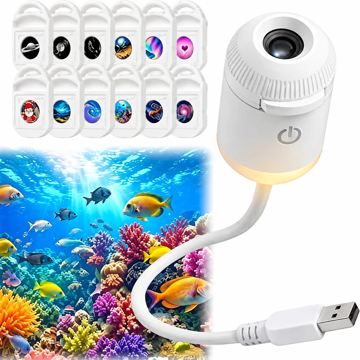 Galaxy Starry Sky Night Light Projector, 2-in-1 Portable with 12 Projection Films, 360° Adjustable Brightness Control Eye‑Caring LED Night Light for Kids Adults Bedroom Home Ceiling Car Decor Gift