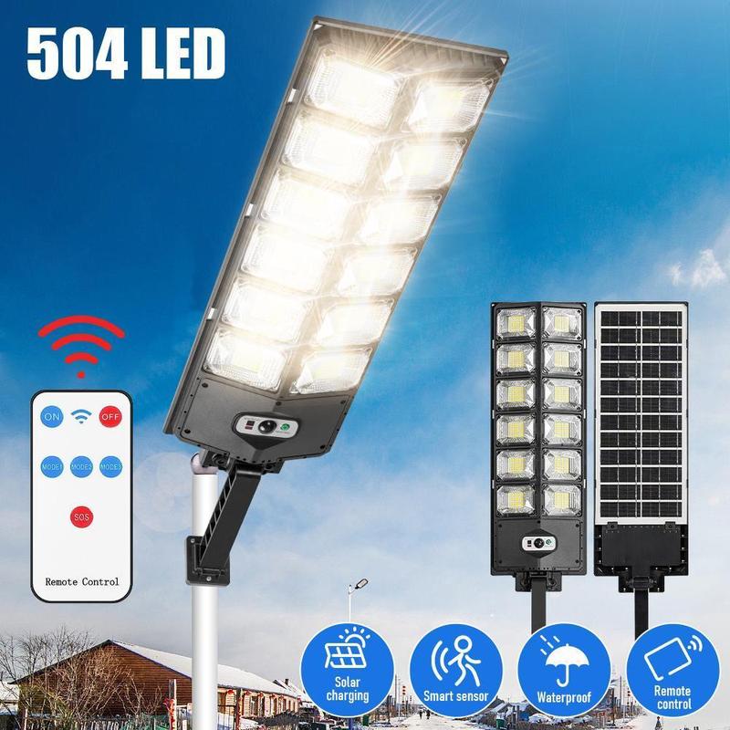 LED Solar Street Lights Outdoor Waterproof, 6500K 10000LM 504 LEDs Solar Parking Lot Lights Dusk to Dawn, Commercial Solar Flood Light Wide Angle Motion Sensor and Remote Control for Area Lighting Yard LED Solar Street Lights Outdoor Waterproof, 6500K 10000LM 504 LEDs Solar Parking Lot Lights Dusk to Dawn, Commercial Solar Flood Light Wide Angle Motion Sensor and Remote Control for Area Lighting Yard
