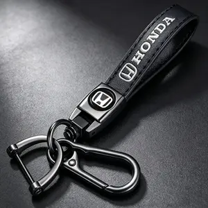 Genuine Leather Keychain Anti-Lost D Ring Car Key Holder Fit for Honda CR-V Civic Accord HR-V Pilot Men Women