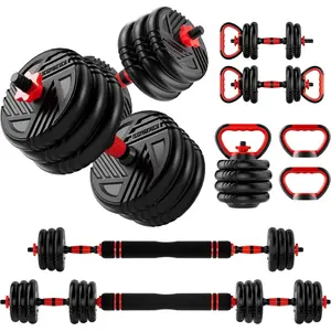 Adjustable Dumbbell Set, 10/20/30/45/70/90lbs, 5 in 1 Multi-Function Dumbbells Set Converts to Barbell & Kettlebell, Weight Set for  Gym Workout, Suitable for Men/Women Strength