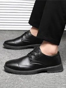 Men's Oxford Shoes, Loafers, Formal Dress Shoes, Classic Pointed Toe, PU Leather Upper, Rubber Sole, Anti-Slip Wear-Resistant, Business Casual Footwear