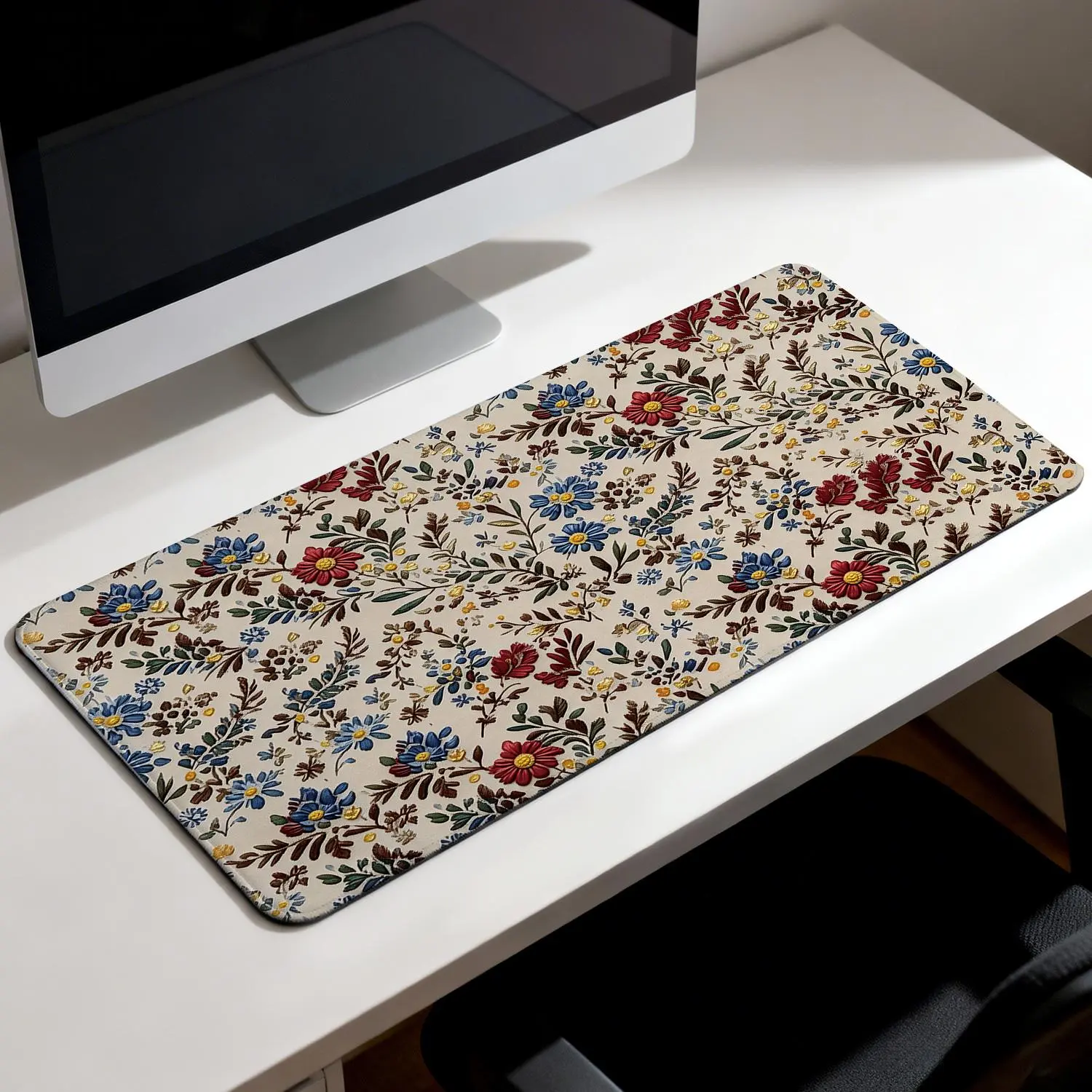 Premium Embroidered Fantasy Butterfly & 3D Banana Design Gaming Mousepad - 40x80cm Rubber Pad with Stitched Edges, Precise Control, Non-Slip Base, High-Quality Computer Desk Accessory for Gamers, Office Use