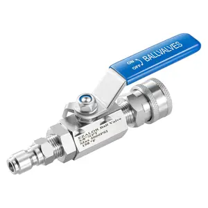 Pressure Washer Ball Valve, 3/8" Quick Connect Shut Off Ball Valve for Power Washer Hose, Stainless Steel, 5000PSI