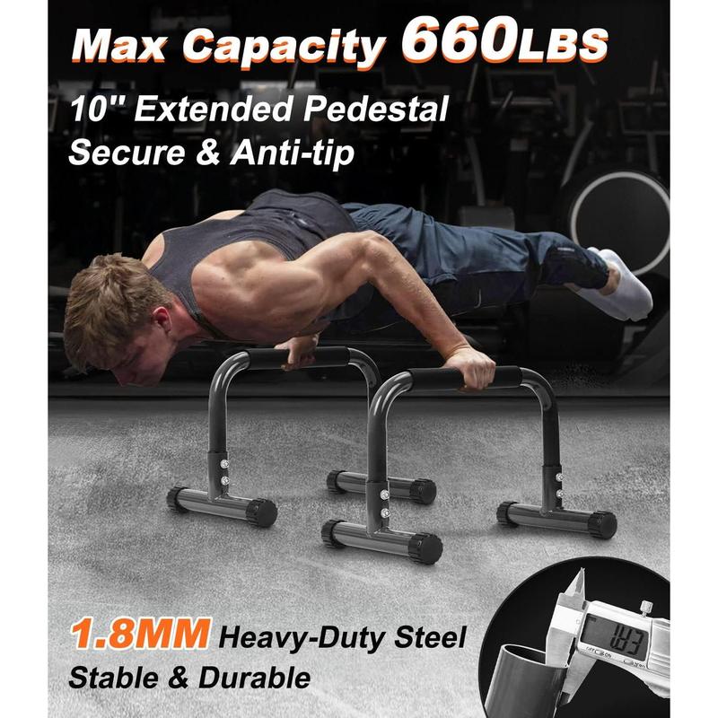 Push Up Bar, 12 Inch High Non-Slip Parallettes Bars & Dip Bars With Foam Handles, Heavy-Duty No Wobbling Calisthenics Equipment For Handstand, L-Sit, Gymnastics, Strength Training Home Gym Use