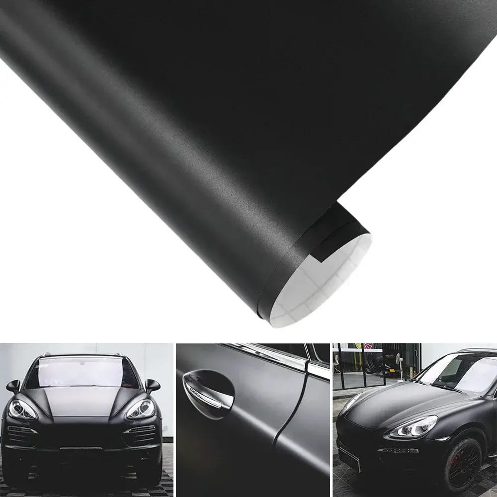 2026 New Premium Matte Black Vinyl Car Wrap Roll Film Sticker Vehicle Decal Body Trim Motorcycle Auto Decoration Film Air Bubble Free