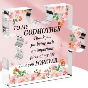 Godmother Gifts from Godchild for Women - Godmother Proposal Gift God Mother Gift for God Mom Birthday Christmas Gifts Acrylic Puzzle Desk Decorative Sign for Home Office Living Room - Acrylic Puzzle Plaque