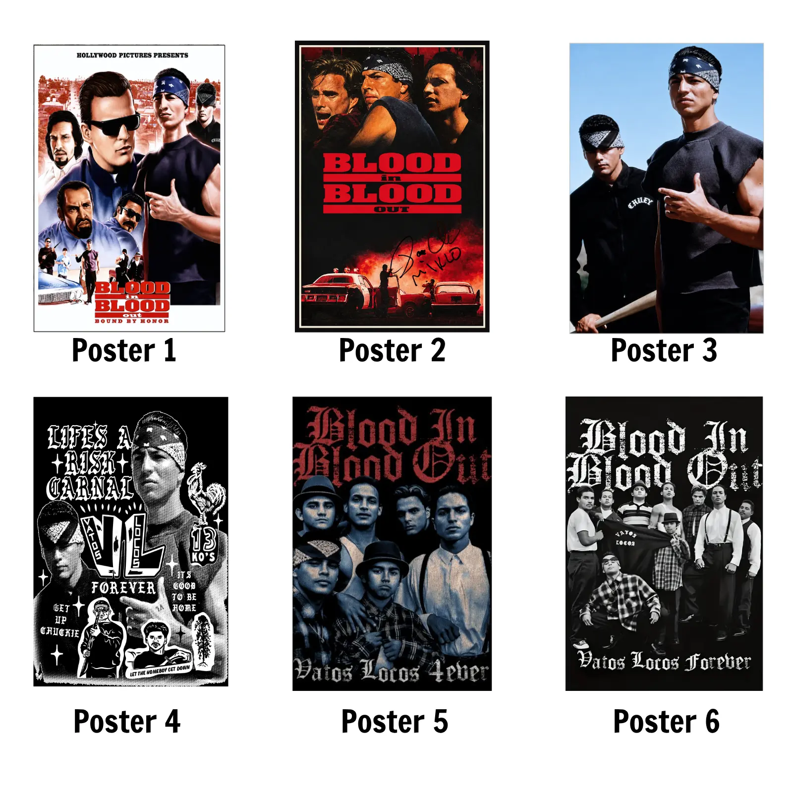 [No Frame] BIBO. Vatos Locos Forever Movie Wall Art Print, Vintage Chicano Crime Drama Poster, 90s Cult Film Home Decor, Latino Street Style Bedroom Man Cave Gift for Movie Fans