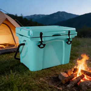 [Fahuac] 25QT Insulated Cooler with 5-Day Ice Retention - Rotomolded Portable Cooler for Camping, Heavy Duty Outdoor Cooler with Bottle Opener, Cup Holder, V-Shaped Drainage, 30 Can Capacity