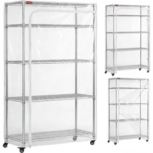 Clear Wire Shelving Cover, 36" W x 14" D x 72" H, 3-Way Opening with Dual Zippers, Heavy-Duty Clear PVC Shelf Cover for Home, Office & Garage