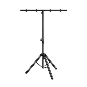 Professional Heavy Duty Telescopic DJ Light Stand Tripod with Crossbar, Portable Metal Stage Lighting Stand for LED Par Lights, Wedding, Bar, Party