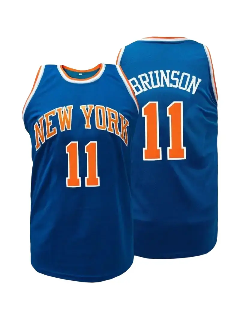 Men's New York Basketball Inspired Jersey, No. 11 Breathable Mesh Athletic Sports Vest, Lightweight Performance Tank Top, Game Day Fan Apparel, Streetwear Jersey, Basketball Gift for Men and Women