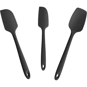 3-  Spatula Scrapers:  600?F Heat Resistant  Grade Kitchen  Rubber Baking Cooking Tool Nonstick Utensil Set for Mixing, Scraping, Folding, Stirring, Serving (Black)