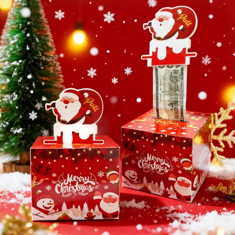 1pc Christmas Money Pull-Out Box - Home Supplies Box Shape Gift Holder, Festive Party Accessory, Holiday Gift for Friends, Must-Have for Christmas & New Year's Eve