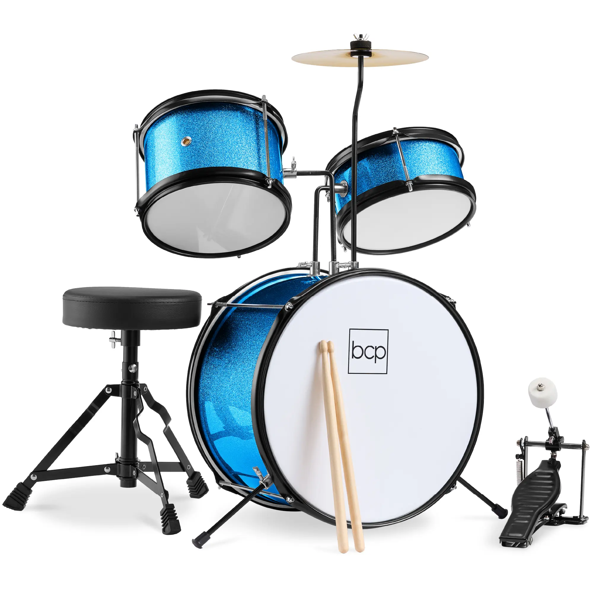 Best Choice Products Kids 3-Piece Beginner Drum Set with Sticks, Cushioned Stool and Drum Pedal - Light Blue Best Choice Products Kids 3-Piece Beginner Drum Set with Sticks, Cushioned Stool and Drum Pedal - Light Blue
