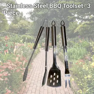 212 MAIN Just Grill It B64A5 Lightweight Stainless Steel 3-Piece BBQ Utensils Set with Handles, Including 17.5" Spatula, Barbecue Accessory for Large Home Appliance Parts & Accessories Needs