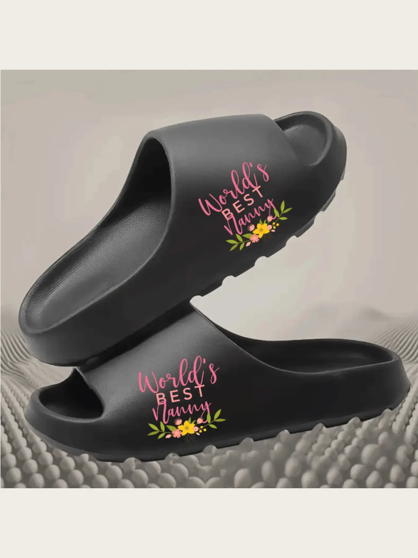 Worlds Best Nanny Slippers for Women Comfortable Fuzzy House Shoes with Non-Slip Sole Soft Warm Indoor Slippers for Nanny Gifts Mom Grandma Housewarming Present Daily Wear