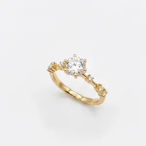 Lab-grown diamond 11020, 1 ct, D color, VS1 clarity, six-prong round lab-grown diamond engagement/proposal ring, S925