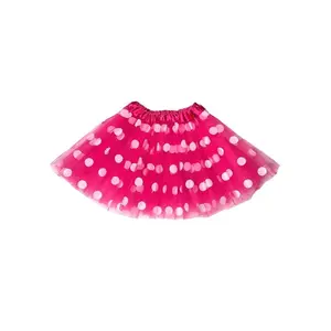 Neon Pink & White Polka Dot Tutu Skirt – 3 Layer Tulle Skirt for Kids & Adults – Costume, Dance, Dress-Up