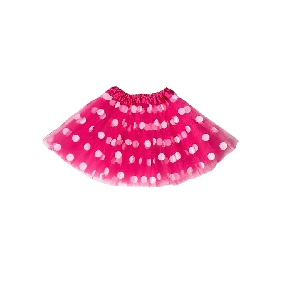 Neon Pink & White Polka Dot Tutu Skirt – 3 Layer Tulle Skirt for Kids & Adults – Costume, Dance, Dress-Up