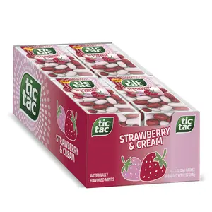 Tic Tac Strawberry & Cream Flavored Mints, Bulk 12 Pack, On-the-Go Refreshment, 1 Oz Each Sweet Candy Snack Bonbon