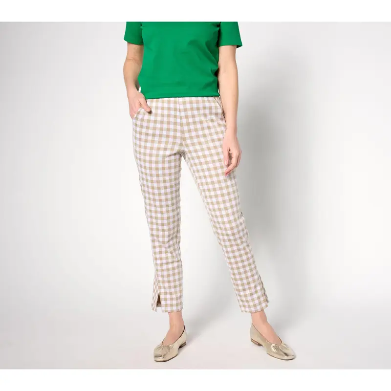Isaac Mizrahi Live! Tall Gingham Pattern Ankle Pants