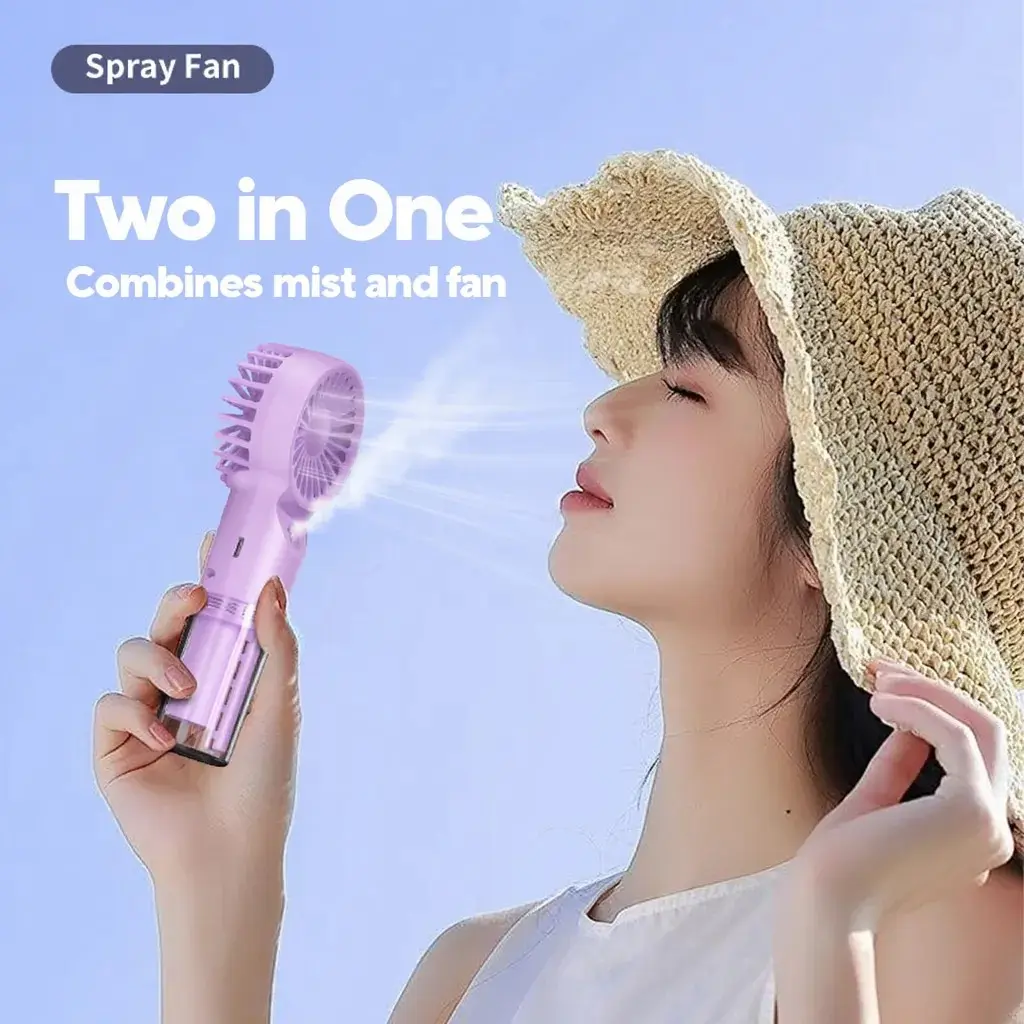 Portable Handheld Fan with Spray Function, Misting Fan Cooler, USB Rechargeable Electric Fan, Cooling Personal Fan for Travel, Home, Office, Portable Household Appliance, Multifunctional Fan
