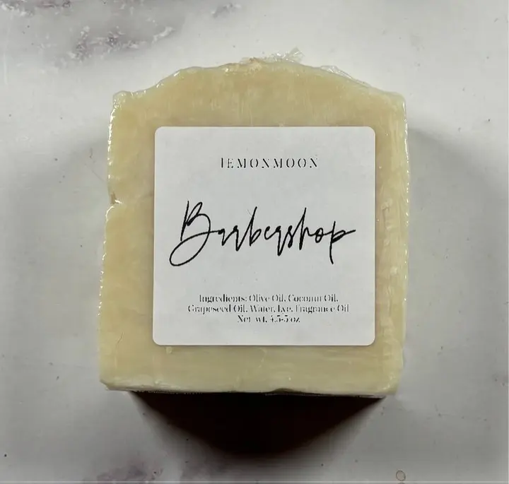 LEMONMOON Handmade Barbershop Soap Unisex Classic Nostalgic Scent with Bergamot Basil Orange Zest Black Pepper Bay Rum Olive Oil & Grapeseed Oil