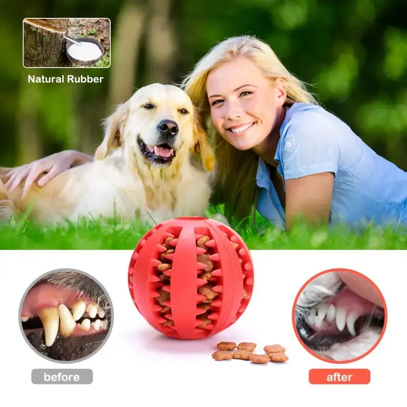 Dog toy ball, treat dispensing ball, chew ball, educational boredom buster, durable pet toy, chew and teeth cleaning watermelon ball