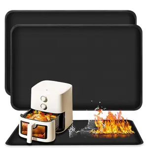 Heat Resistant Air Fryer Mat, 1/2 Counts Non-slip & Waterproof Countertop Protector, Kitchen Accessories for Home Use, Indoor Grill Accessories