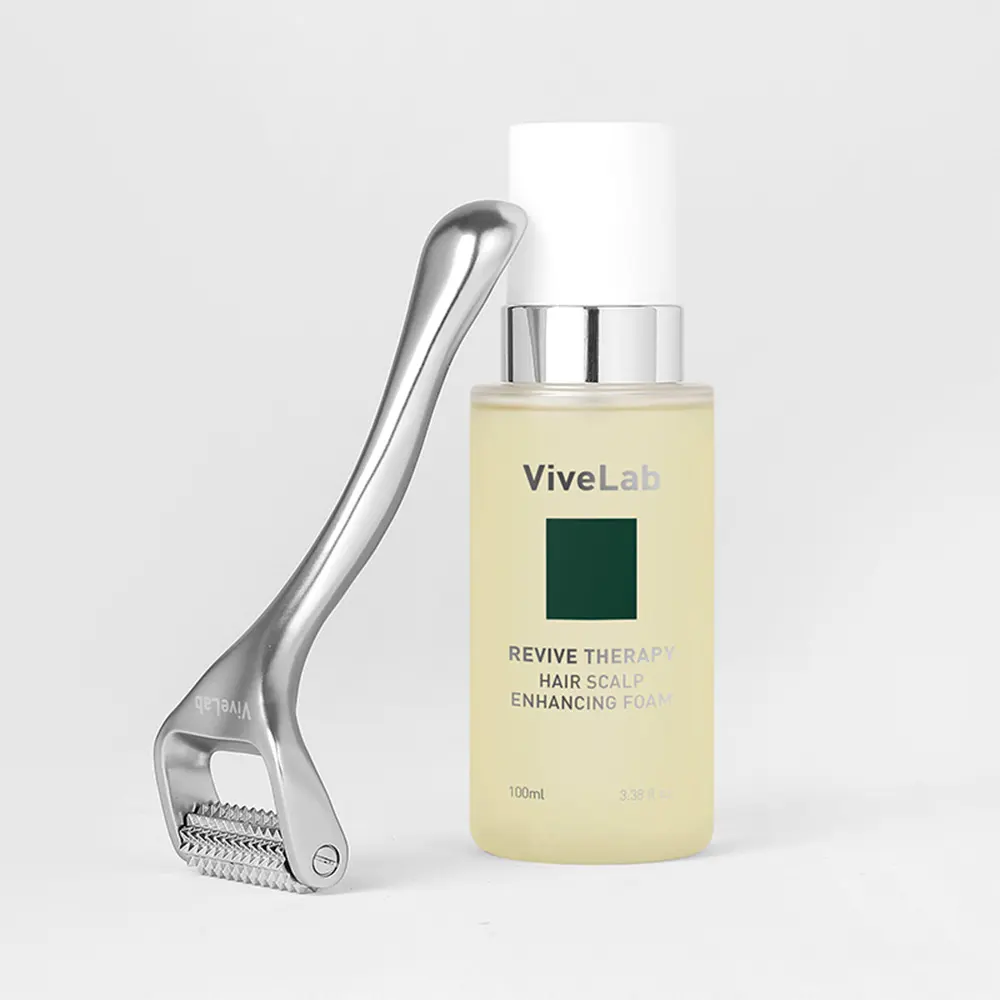 Melting Foam Scalp Serum & Microneedle Roller Bundle | Advanced Scalp Care with Rosemary, Biotin & Caffeine Formula for Thicker, Fuller Looking Hair Treatment | ViveLab