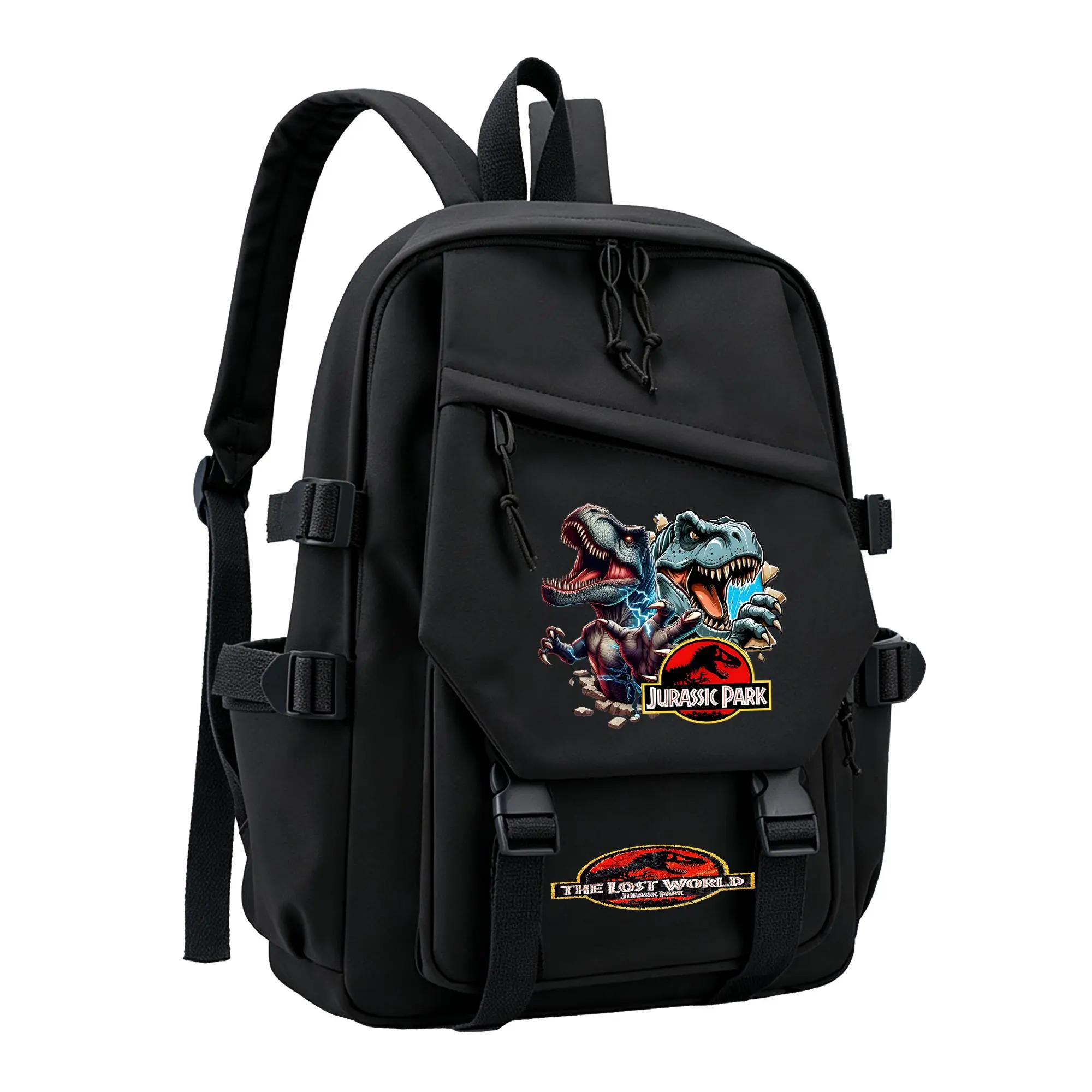 Jurassic Park Graphic Backpack for Girls, Y2K Black School Bookbag with Keychain, Waterproof Travel Laptop Bag for Teens College d-38