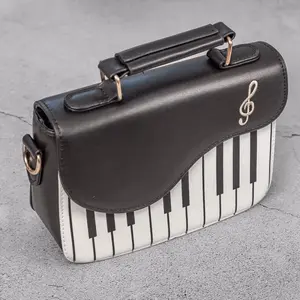 Retro Gifts By Roka Piano Purse Gift Bag - Black And White Piano Keyboard Design with One Attribute Listed Featuring Musical Note Charm