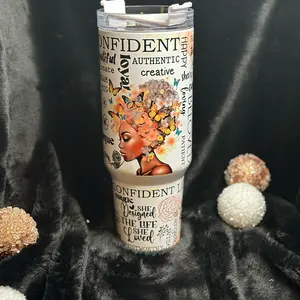 Strong Black Woman Positive Affirmations Tumbler - Inspirational Travel Mug