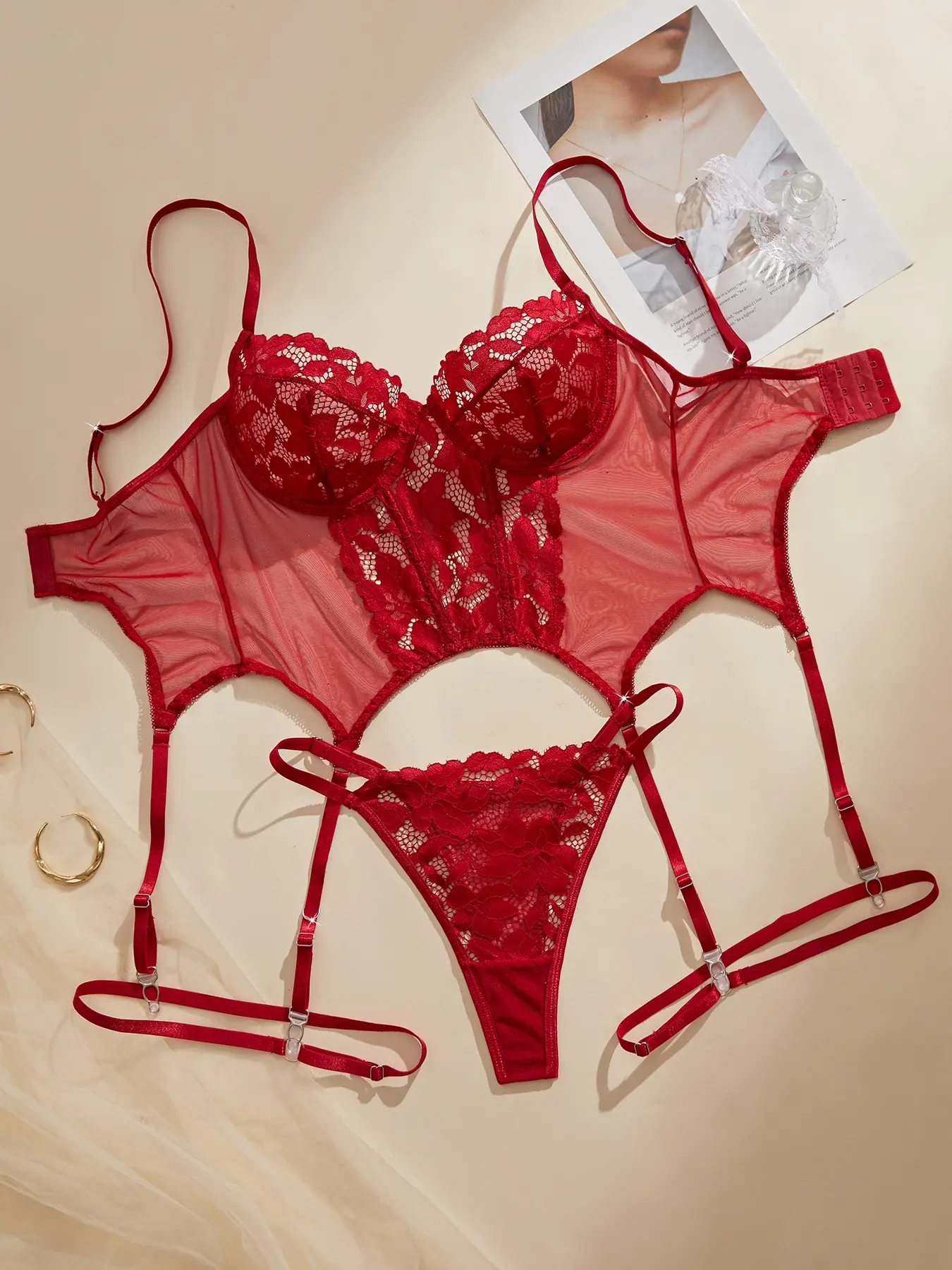 Women's Lace Lingerie Set, Underwear, Romantic Wine and Sexy Lace Nightwear with Suspender Clips and Lace Panties, 2 Piece Leg Ring Ensemble, Bra, Womenswear - TikTok Shop Women's Lace Lingerie Set, Underwear, Romantic Wine and Sexy Lace Nightwear with Suspender Clips and Lace Panties, 2 Piece Leg Ring Ensemble, Bra, Womenswear - TikTok Shop