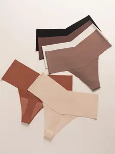 Women's Solid High Waist Thong, Soft Comfy Breathable Seamless High Waisted Panty for Daily Wear, Underwear for All Seasons, Seamless Undergarment