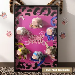 Acrylic Doll Figures Display Frame Compatible with CRYBABY Wild but Cutie Series, 3D Cute Background Blind Box Display Rack, Wall-Mounted Doll Storage Case Perfect for Collectibles & Home Decor, Versatile Wall Art & Desktop Organiser (Doll Not Included)