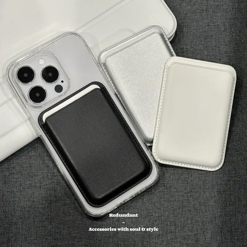 MagSafe Compatible Compact Vegan Leather Phone Wallet for iPhone 17/16/15/14/13/12 - 3-Card Capacity, Works with MagSafe Wallet Trackers, Ideal Gift for Partners or Parents Black