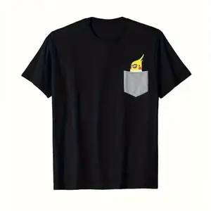 Unisex Short Sleeve T-Shirt - Cute Cockatiel Bird Print Pocket Tee, Loose Fit Round Neck Casual Top, All-Season Machine Washable Shirt