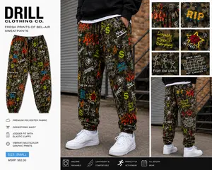 Drill Clothing Co Fresh Prints Bel-Air Camo Graphic Jogger Sweatpants